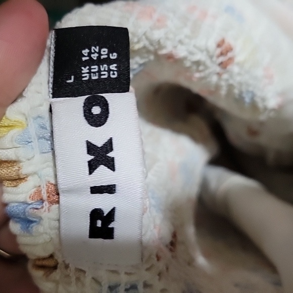 RIXO Hattie Midi Dress Size Large L 10 NWOT Linen Blend Polka Dot Puff Sleeve - Picture 12 of 14